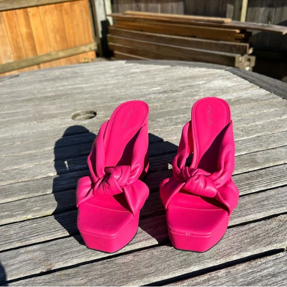 Open Edit Kaia Knot Platform Sandals in pink rouge size 7 hot summer‎ spring y2k